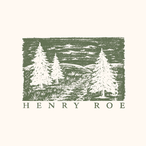Henry Roe tee design featuring a forest landscape and Henry Roe lettering